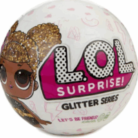 לול כדור חדש לבן LOL Surprise Glitter Series  לול כדור חדש לבן עם 7 הפתעות